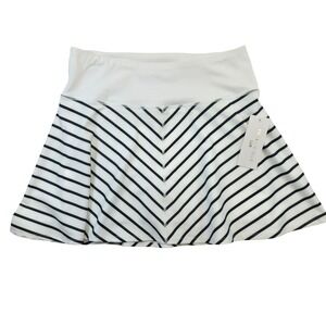 YOGALICIOUS LUX Skort Athletic Skirt Black White Stripe Chevron Size L NWT